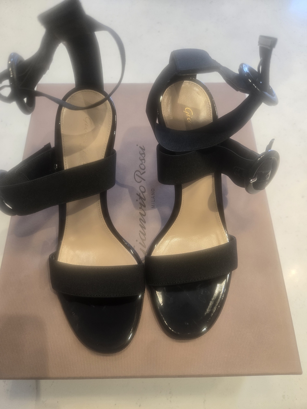 Gianvito Rossi Black Ankle-Strap Heels/Sandals